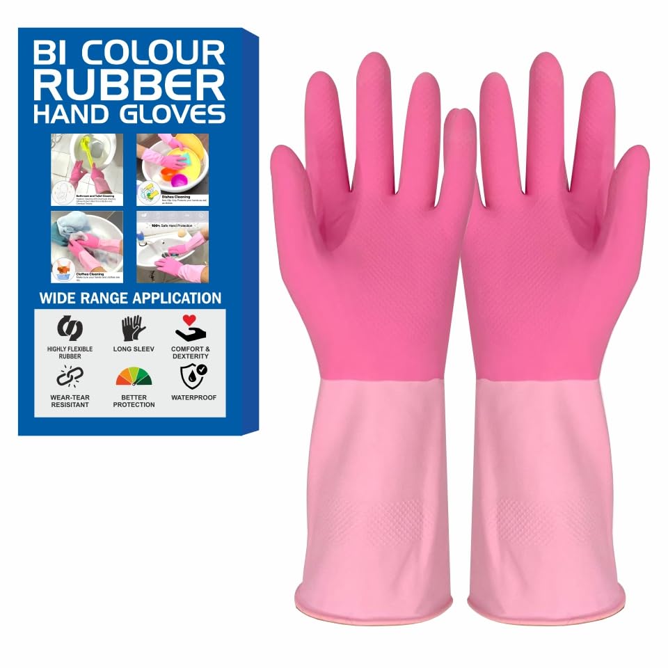 STYLERA 12 Inch Long Hand Rubber Gloves For Cleaning-Gloves For Washing Utensils-Gardening Gloves-Dish Washing Gloves For Bathroom Kitchen Toilet Industrial For Men & Women (PACK OF 1 PAIR, PINK) (B0D9DD6TY7) Amazon Price History, Amazon Price Tracker