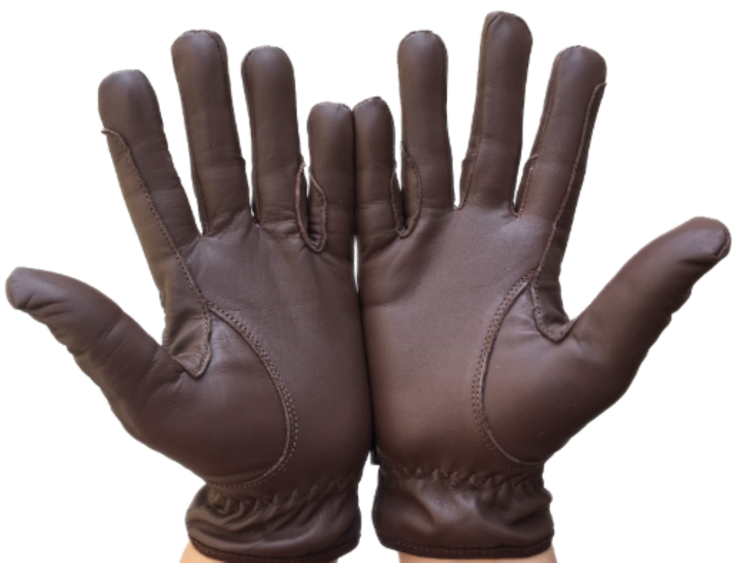 Sulkhanz Real leather horse riding gloves for ladies in YELLOW TAN, DARK BROWN, & BLACK Women equestrian gloves (Medium, Dark Brown)