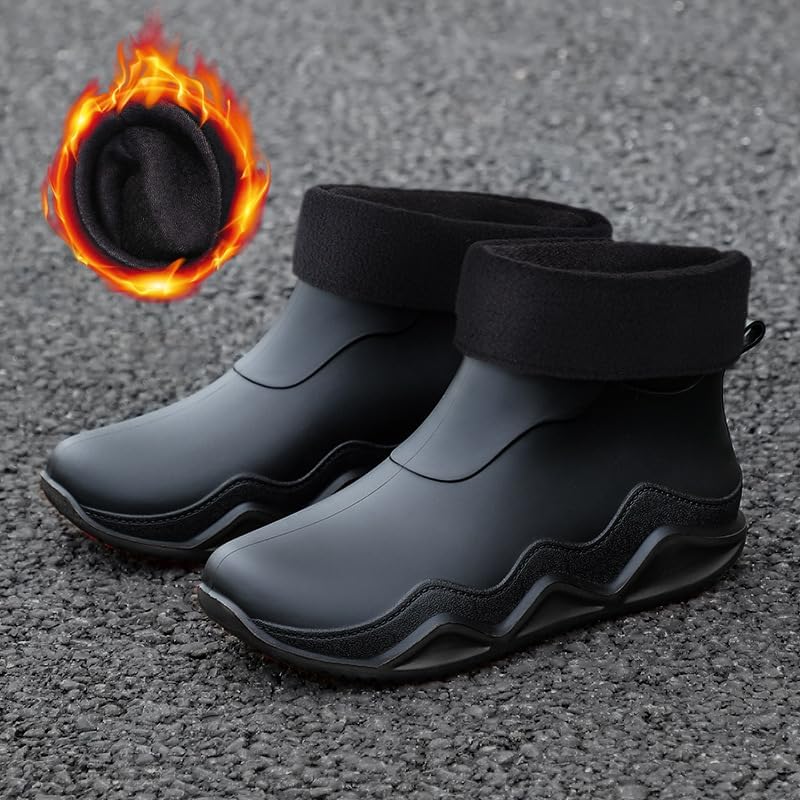 Men Waterproof Ankle Boots Men's Trendy Rain Boots, Non-slip Wear-resistant Waterproof Rain Shoes for Outdoor Work Fishing Travel Couple Rain Boots