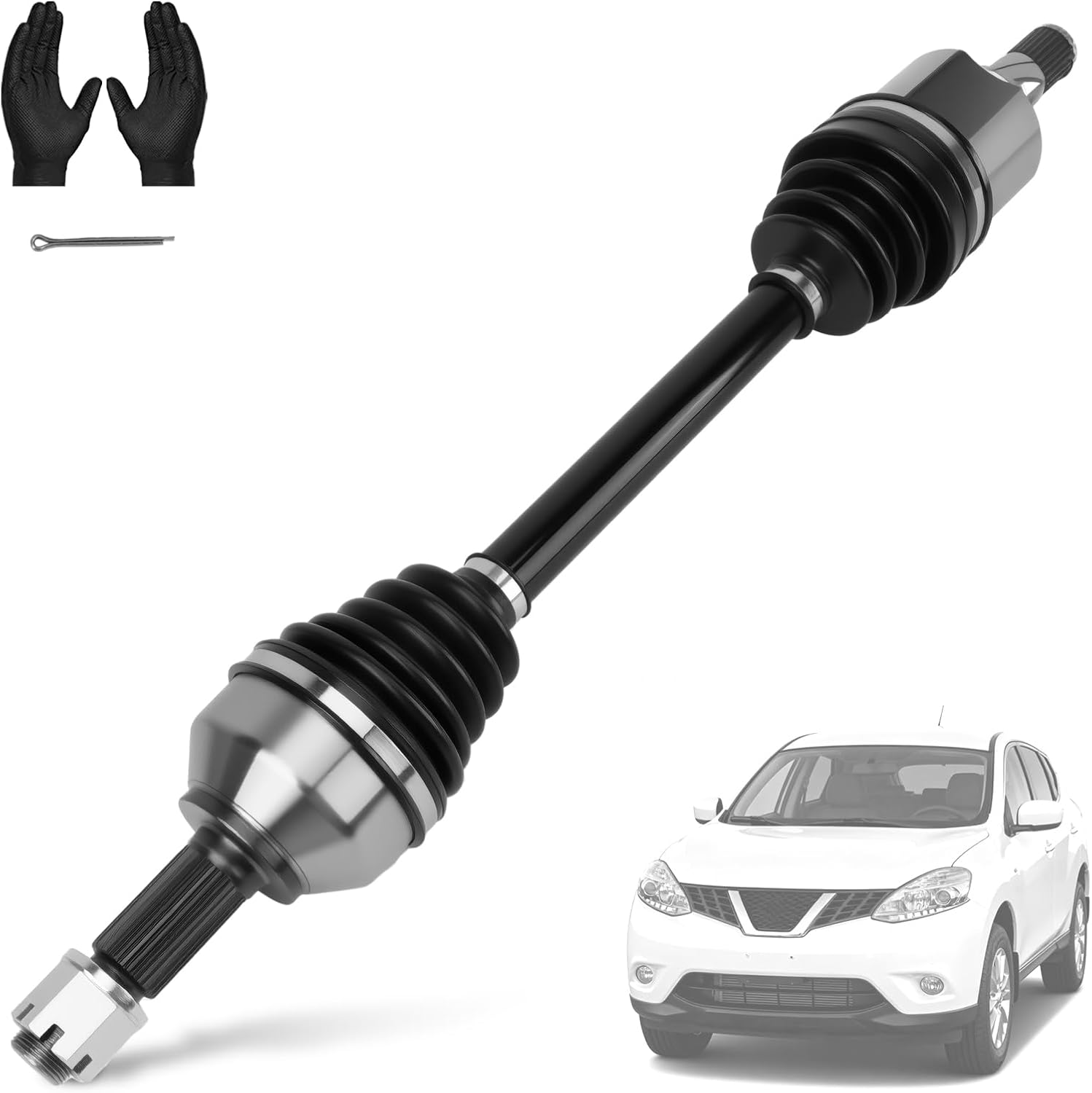 66-6262 CV Axle Shaft Assembly Front Left Driver Side - Compatible with Nissan Altima 2.5L CVT(2007-2013), Rogue 2.5L FWD(2011-2015), Sentra 2.5L CVT(2007-2012)-Replaces OEM# NCV53911, 666262