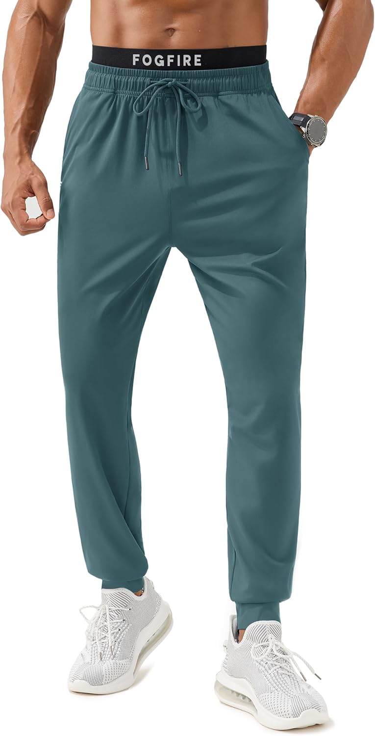 Mens Joggers with Zipper Pockets Lightweight Athletic Sweatpants Tapered Pants for Men Workout Running Hiking Gym