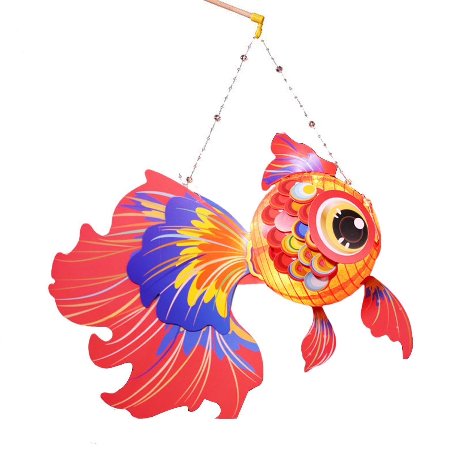 Chinese Mid-Autumn Festival Lantern, Gold Fish Design Chinese Traditional Hand Made Lamp, Home Holiday Decoration, Festival Cute Animal Light Making Kit for Themed Birthday Party