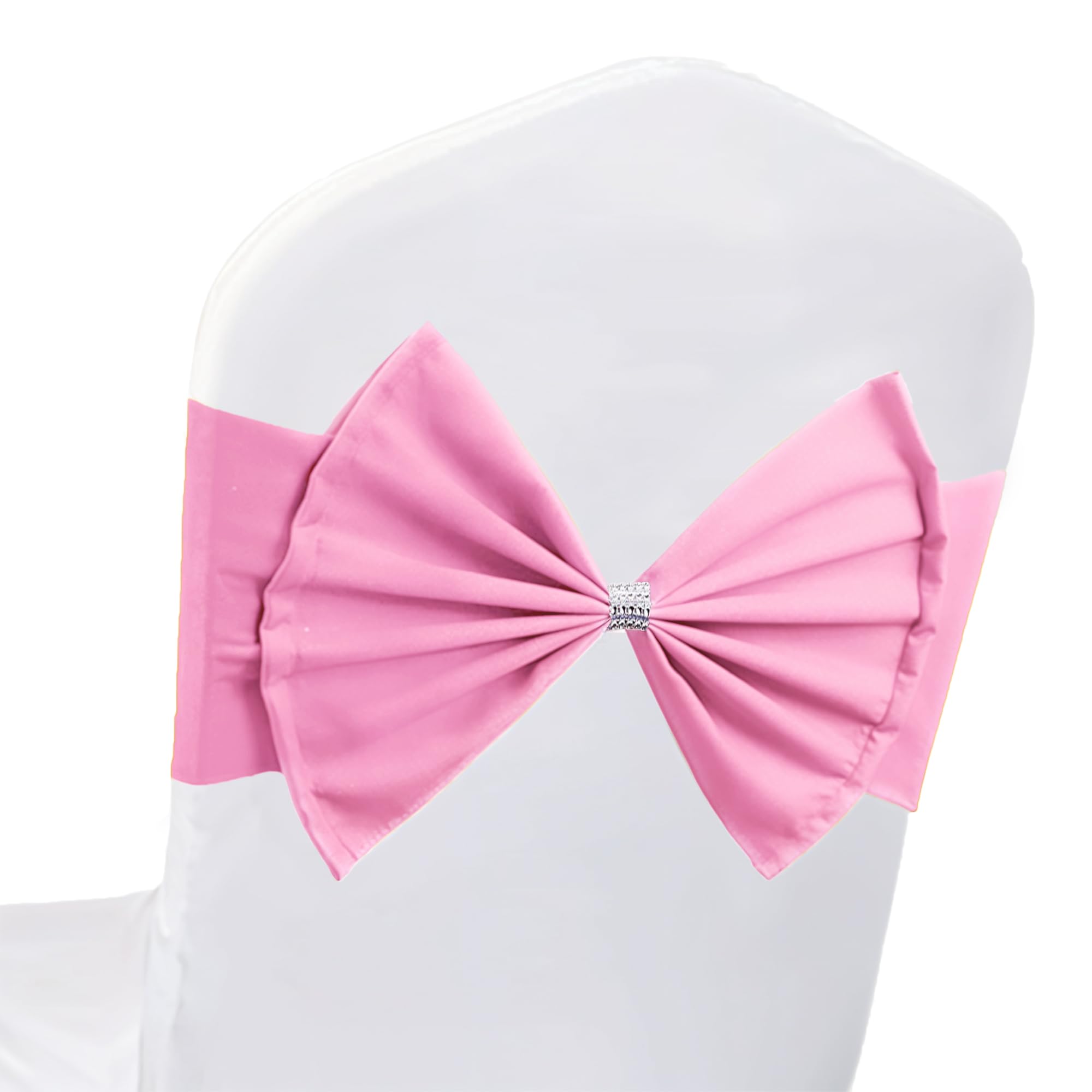 Trimming Shop Pink Chair Bow Sashes, Pre-Tied Chair Bands, 20pcs