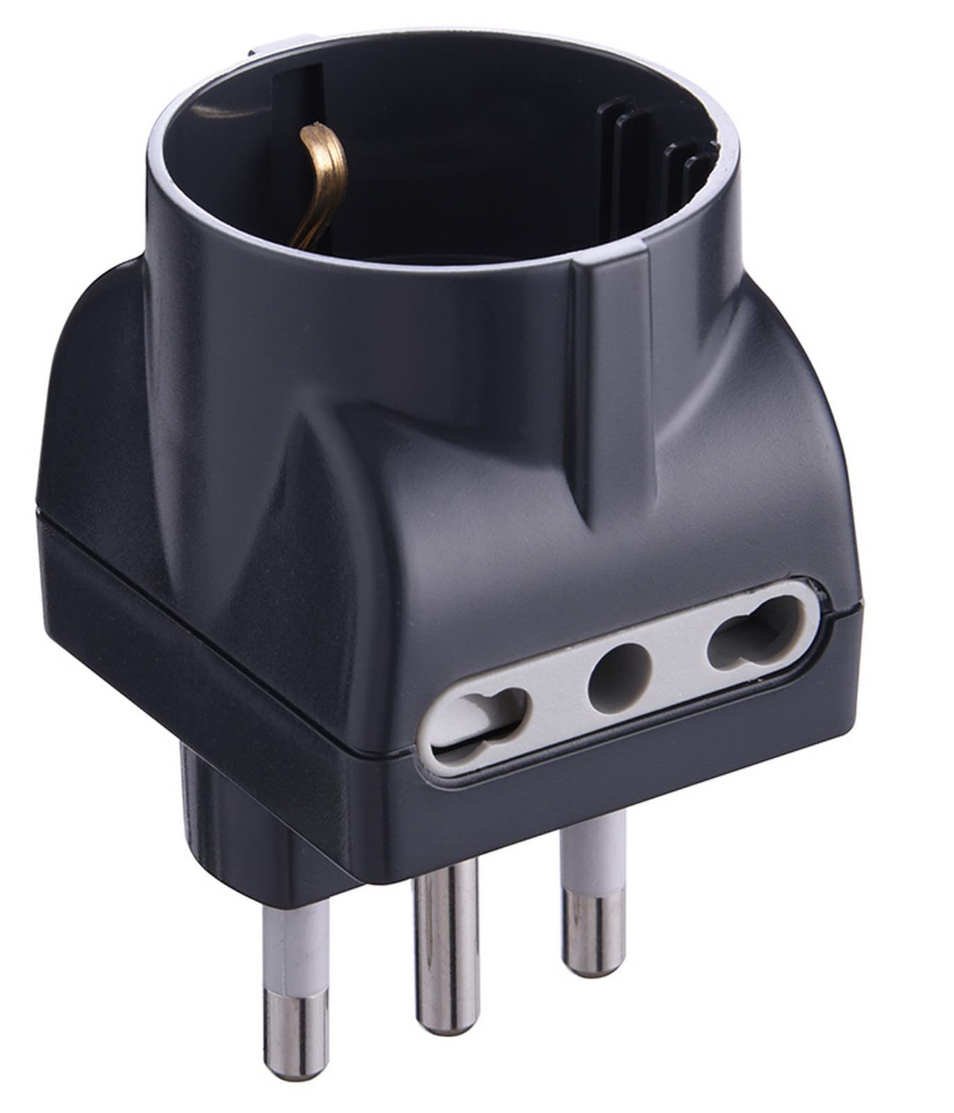 25PZ ADATTATORE TRIPLO 16A-2 PRESE BIPASSO+1 SCHUKO NERO FIGURA.11