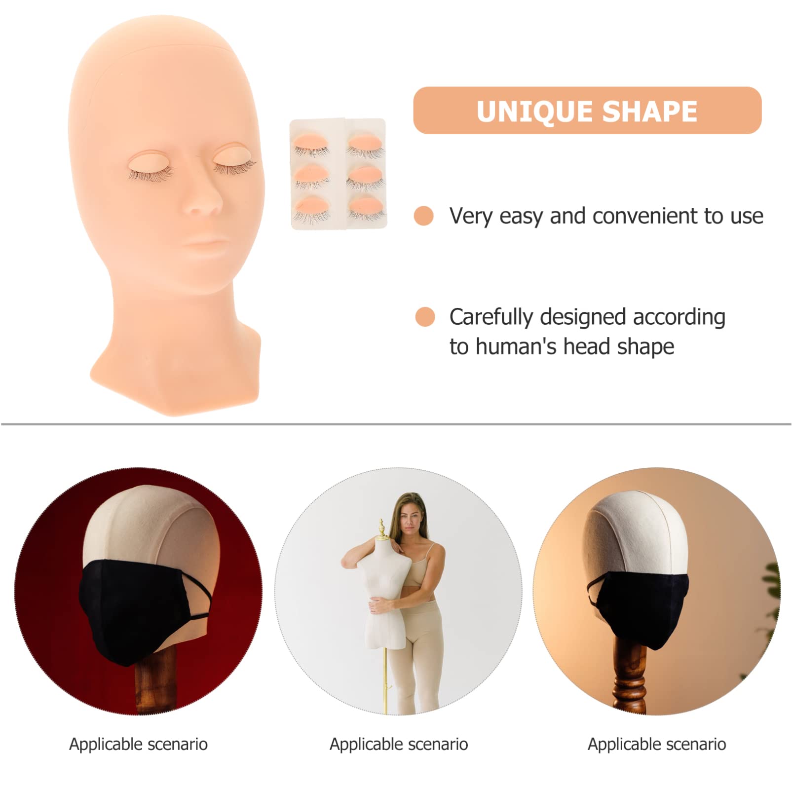 FOMIYES Mannequin Head Lash Eyelash Extensions Model Practice Makeup Head Vivid Eyes