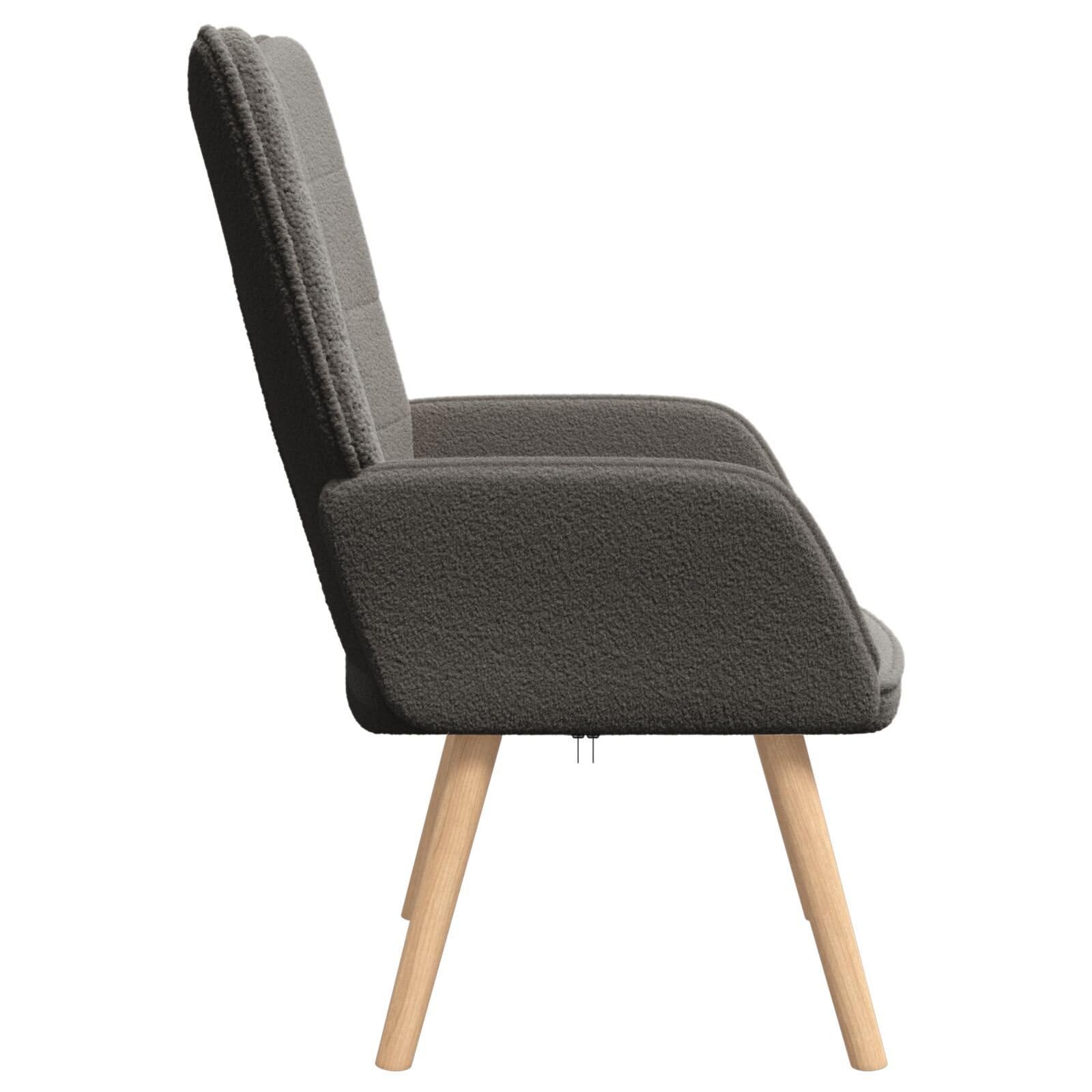 Poltrona Rilassante Grigio Scuro in Tessuto Simile alla Lana con Struttura in Legno di Rovere e Fodera Rimovibile - Seduta Ergonomica Imbottita per Soggiorno e Camera