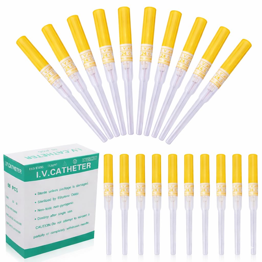 Piercing Needles 10Pcs 14 Gauge Ear Nose Piercing Needles IV Needles for Piercing Cleaned Body Tattoo Tools Piercing Kit Piercing Supplies (50Pcs 24G)
