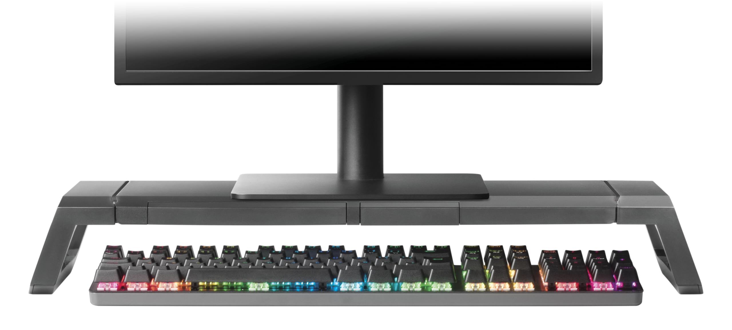 Mars Gaming MGS-PRO, Supporto Ergonomico per Monitor, Supporto Professionale per Smartphone e Tablet, Regolabile in 3 Misure, Cassetto Multifunzione, Nero