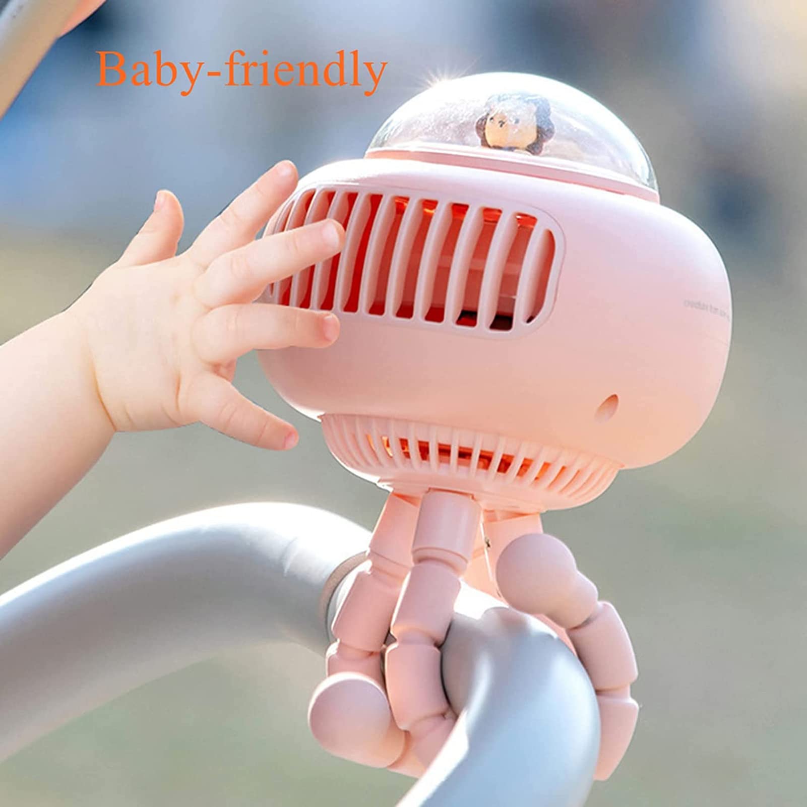 Ventilatore per Passeggino, Ventilatore A Clip con Luci A LED, Ventilatore Portatile Portatile Portatile, Ricaricabile Tramite USB, per Auto, Passeggino, Bici, Campeggio, Palestra,