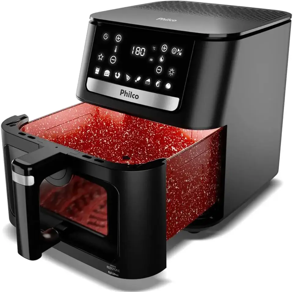 Air Fryer Philco 9,5L Visor Glass Redstone 1800W PAF95A 127V