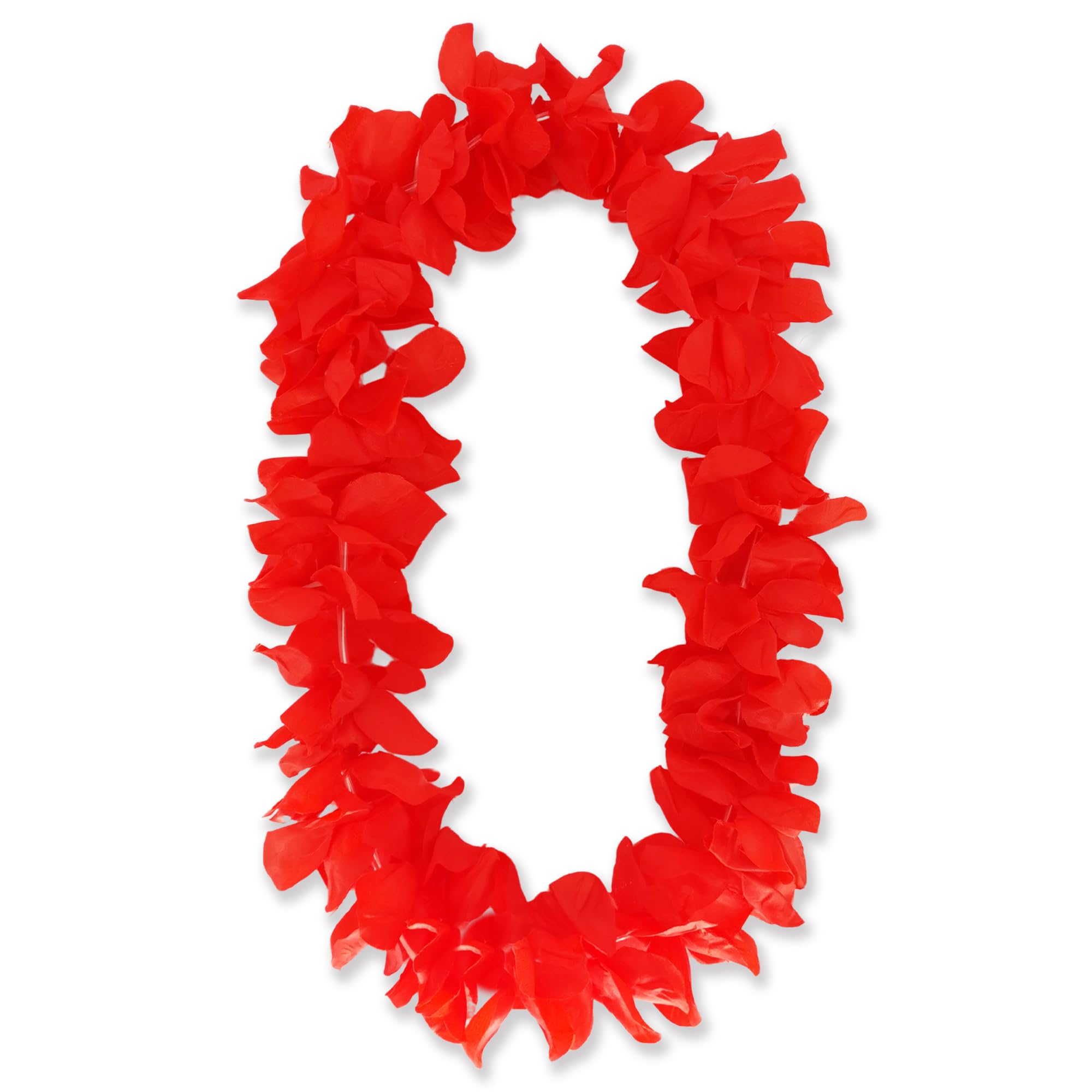 Hawaiian Flower Leis – Jumbo Silk Luau Garlands | Tropical Aloha Party Decorations, Thickened & Oversized for Hawaiian Themed Events, Birthdays, Beach & Summer Parties (Red)