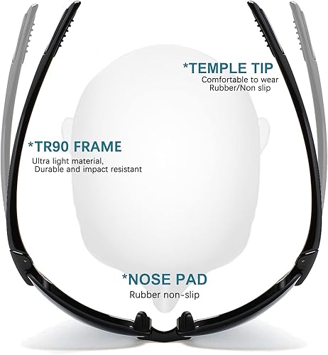 Miniatura 4 de WISTON Lentes de sol polarizados deportivos para hombres y mujeres, marco sin montura Tr90 para correr, pescar, béisbol, conducir, W8001