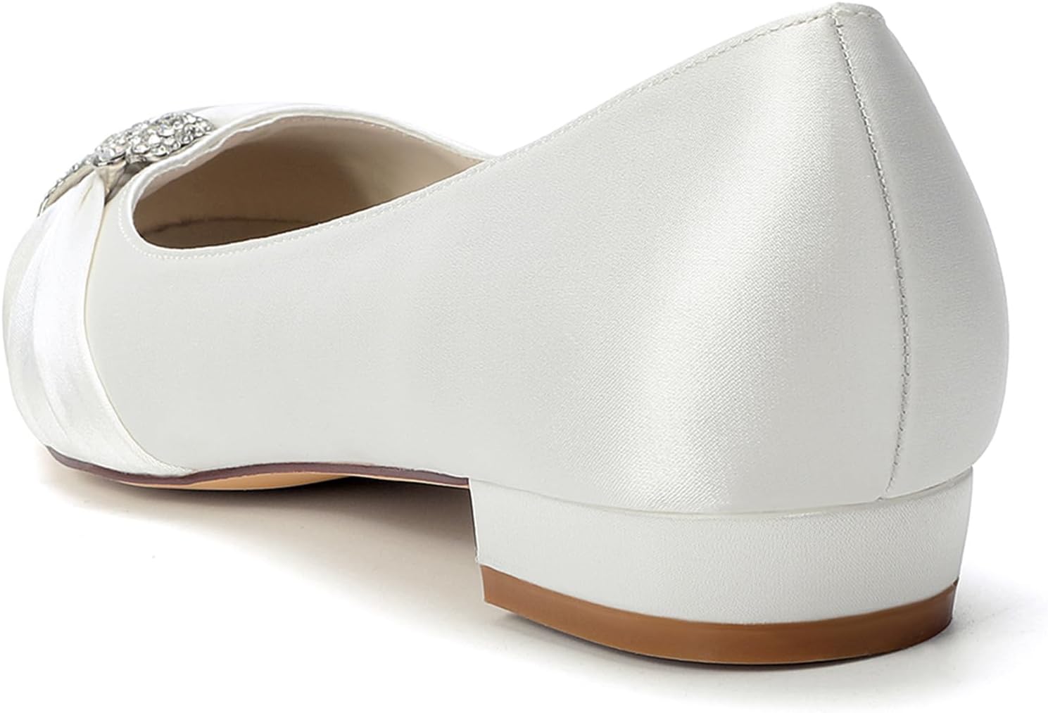 6688-23 Satin Wedding Flat Shoes for Women 0.8 in Elegant Slip-On Comfort Non-Slip Prom Evening Bridal Party Dress Shoes