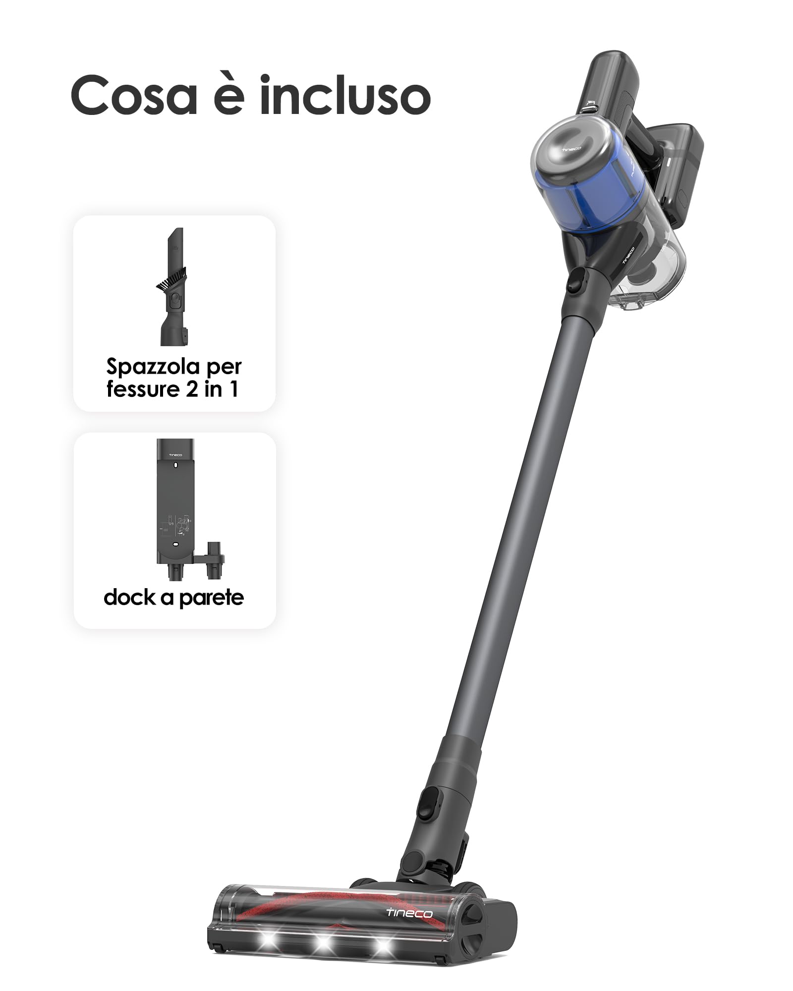 Tineco Pure One S30,Aspirapolvere Senza Fili,150AW,Spazzola ZeroTangle,Fino a 65 minuti di autonomia,Sistema di filtrazione a 6 stadi,Tecnologia PureCyclone,Dock a parete