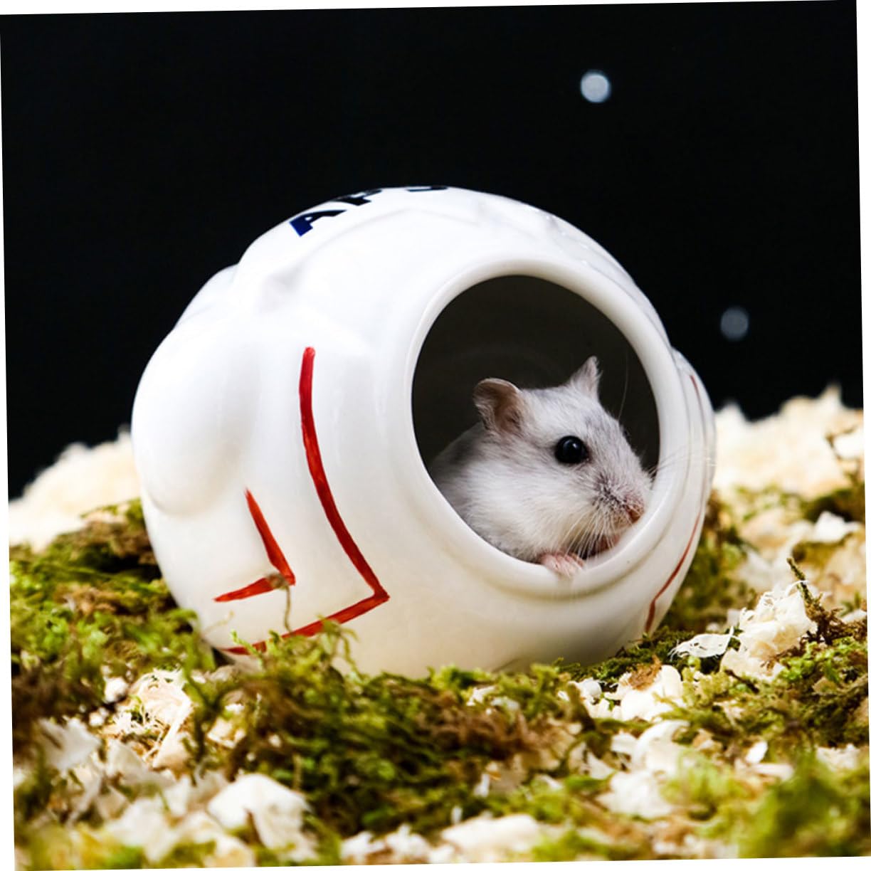 SUPVOX 1juego Accesorios para Hámster Comedero Cerámico Bebedero Espacial y Nido De Baño Diseño Creativo Estilo Espacial para Mascotas Pequeñas