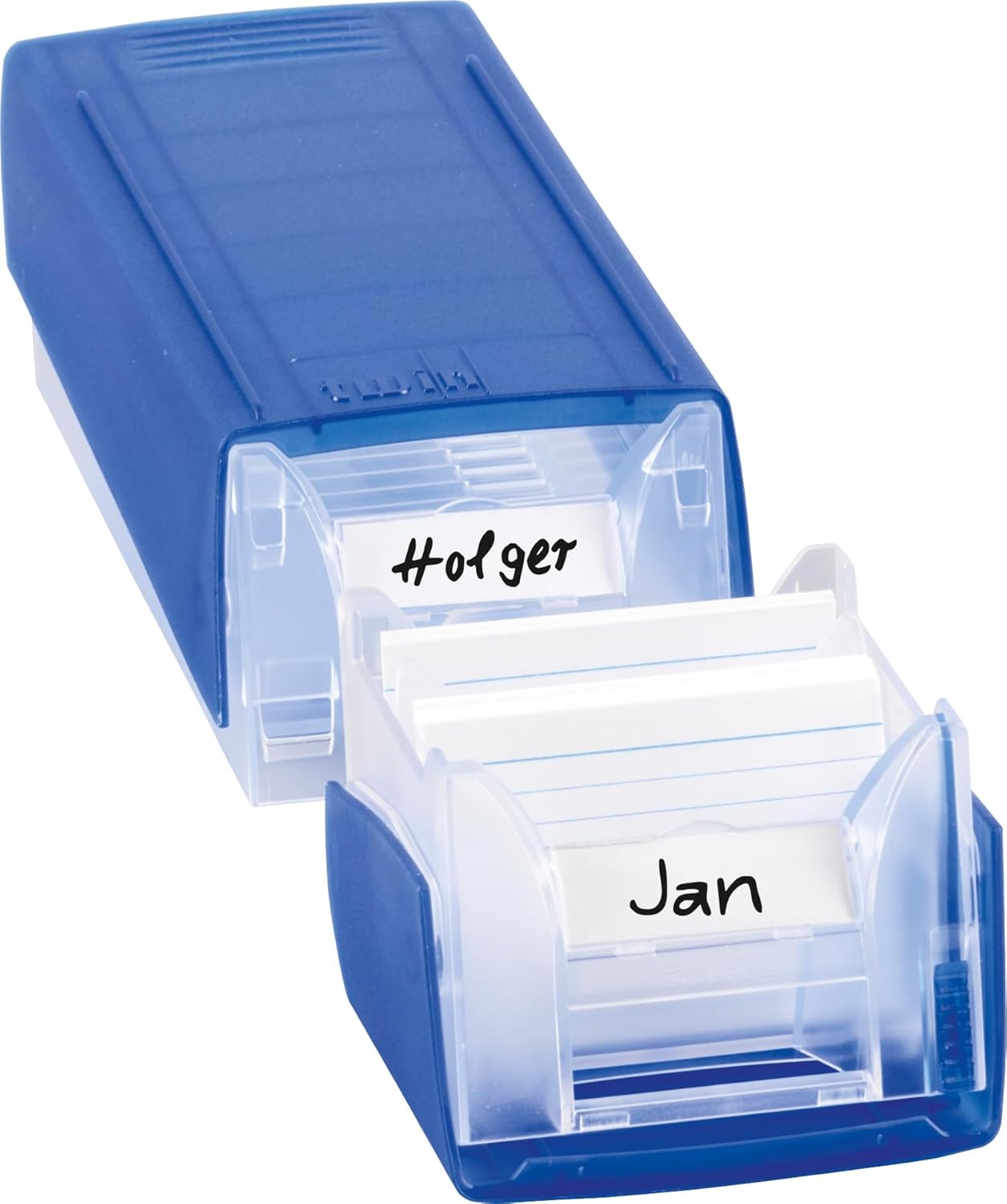 Brunnen Twinboxx Styrolux Card File Box A8 for 600 Cards Mittelblau