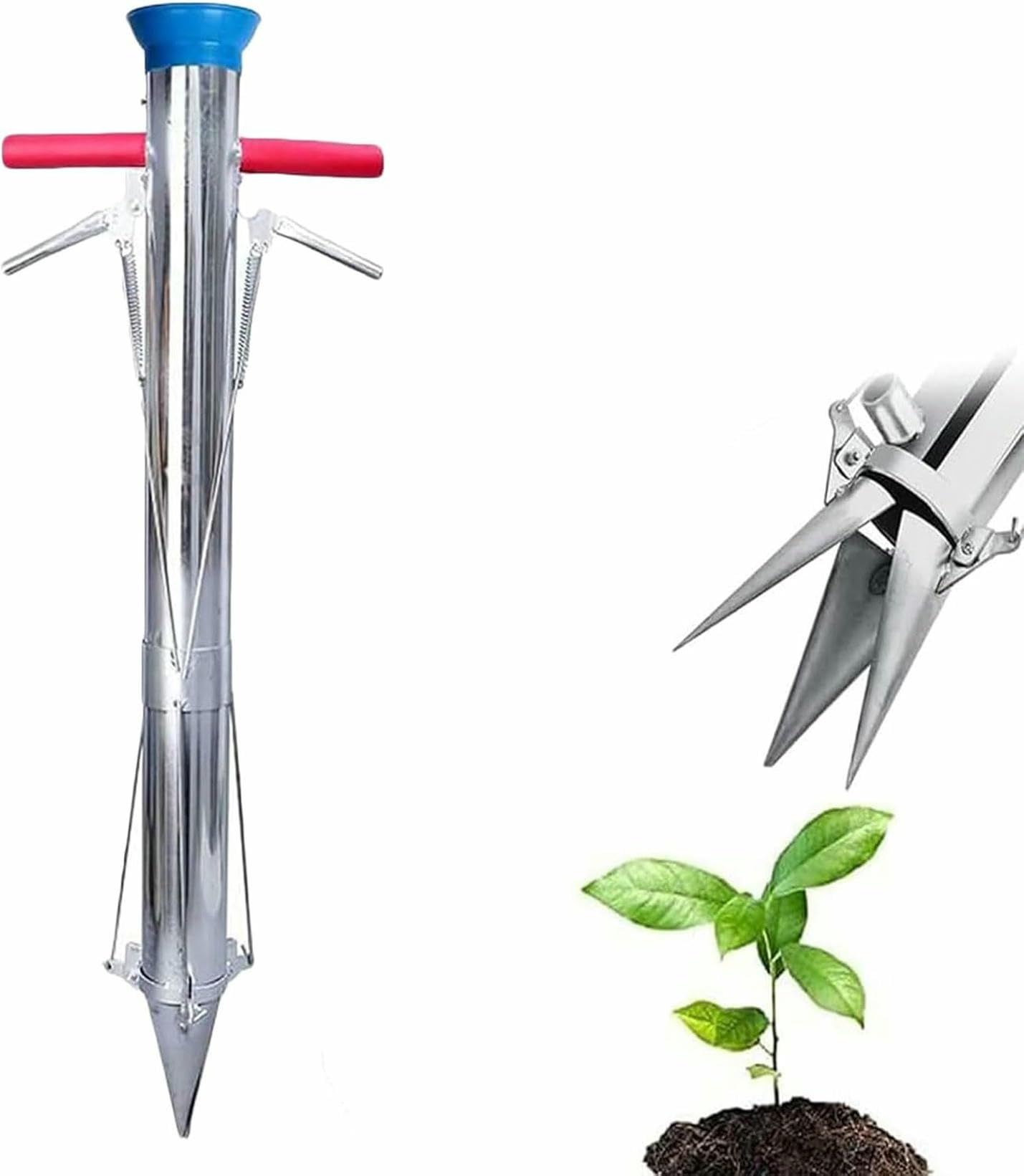 Herramienta De Plantador De Bulbo, Trasplantador De Plántulas De Vegetales De Acero Inoxidable con Doble Manija, Diseño Ergonómico para Jardín, Patio, Invernadero, 35.83 En