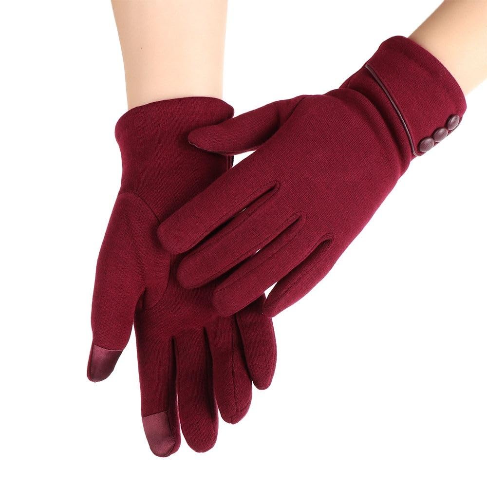 Guantes cálidos for mujer, guantes térmicos con forro polar y dedos completos, guantes cálidos de algodón for pantalla táctil