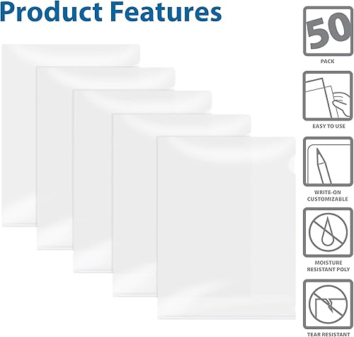 Miniatura 2 de Better Office Products Bolsillos de polietileno para proyectos, mangas para chaqueta, paquete de 50, chaquetas para carpetas de proyectos,