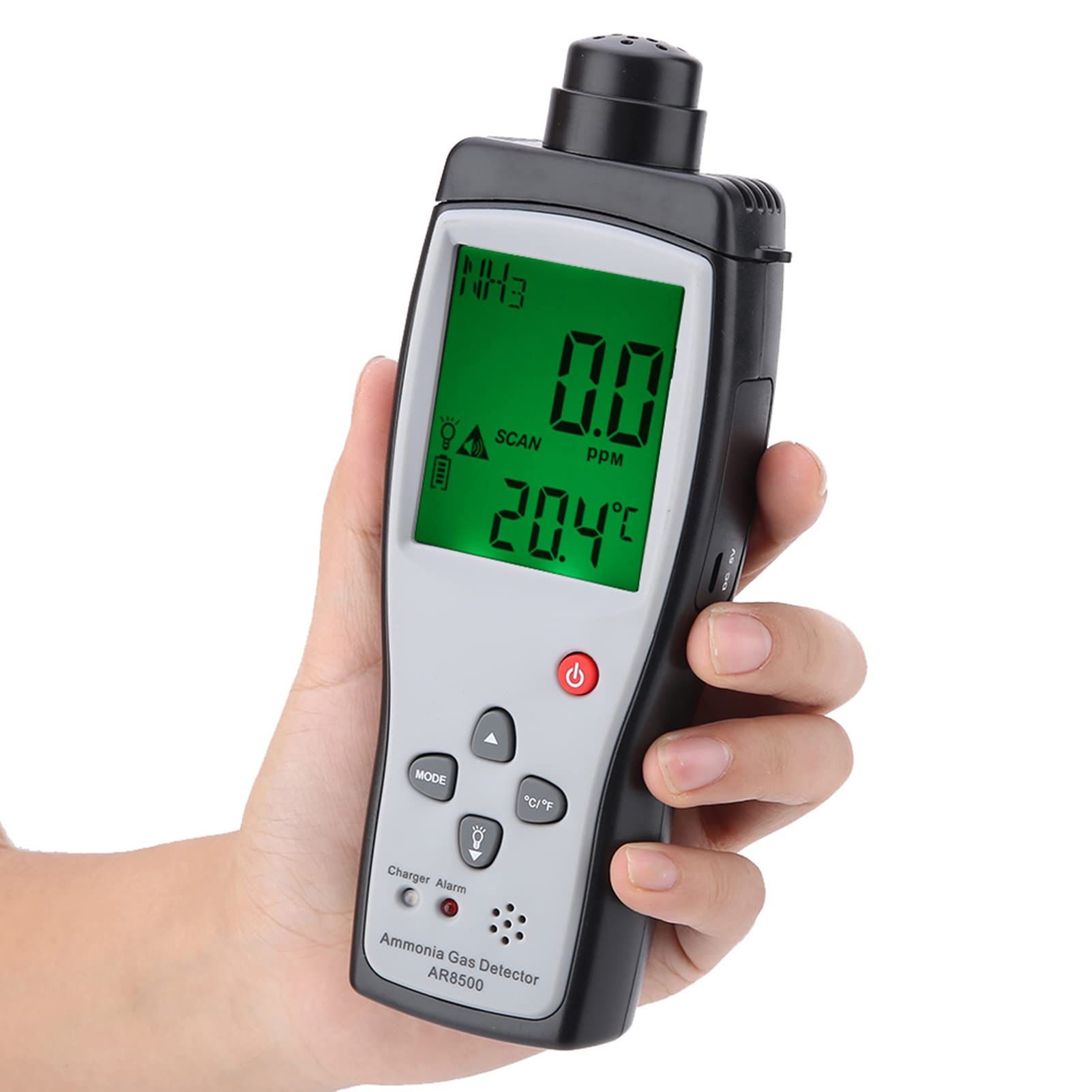 Sensore Smart AR8500 Detector, Monitoraggio del Tester a Gas NH3 Portatile con Allarme della Luce Sonora 0-100 Ppm, per le Miniere di Fattoria Chimiche