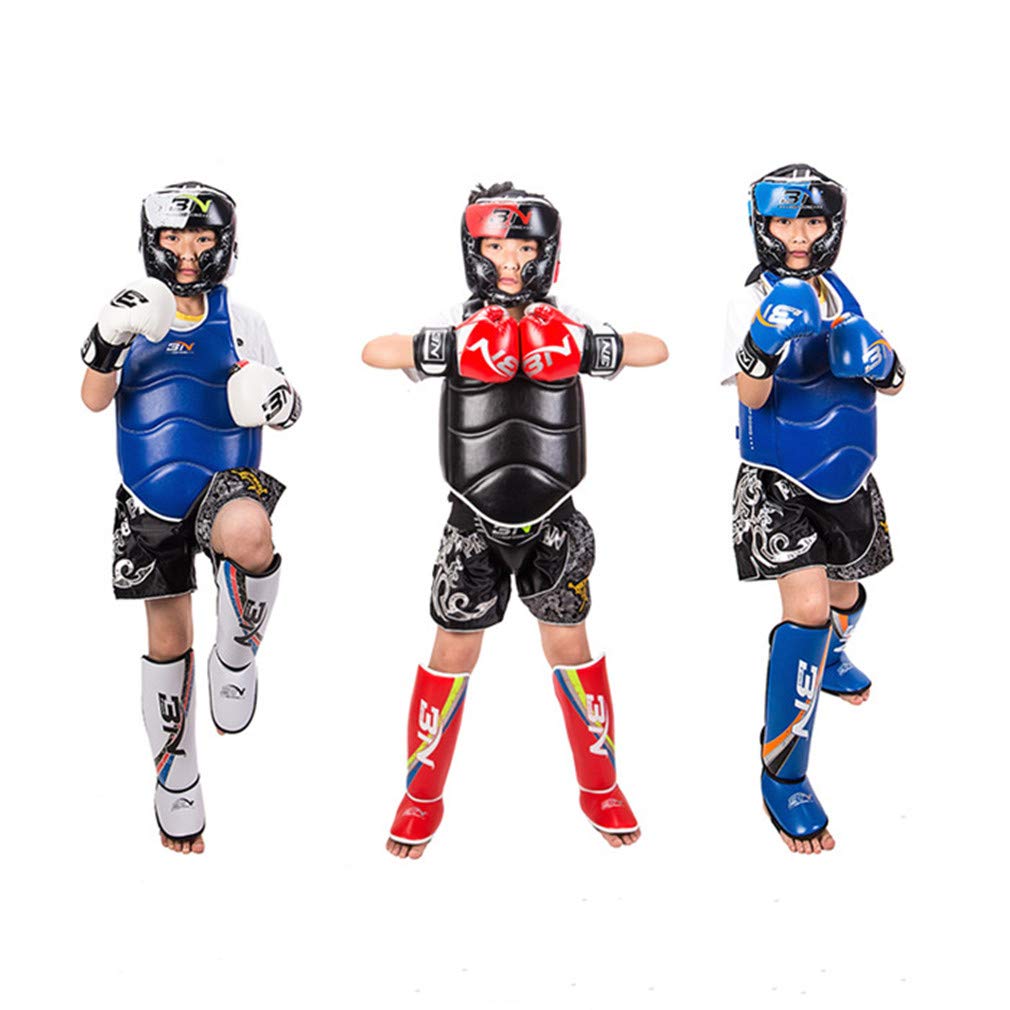 Formazione Guantoni da Boxe, Professionista Sanda Muay Thai Bambini Sacco Guanti, per Sparring, Kickboxing, Lottare, Punch Bags, Double Fine Palla velocità 6 Once,Blu,6oz