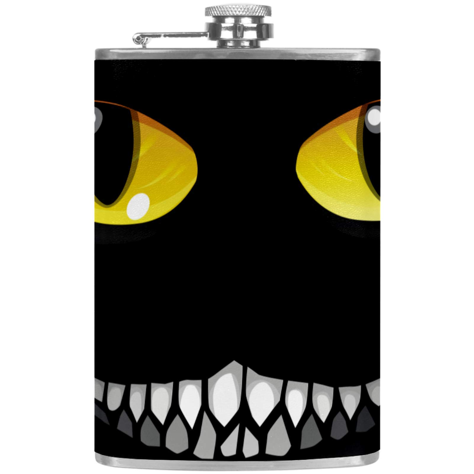 Flasque à whisky pour camping et pêche bouteille de vin noire en cuir au chat noir