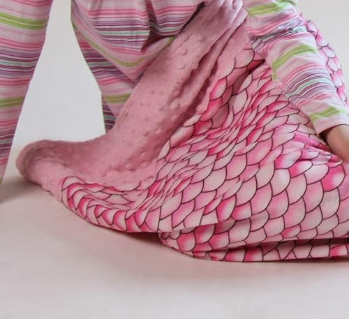 Miniatura 8 de Snuggle Stuffs Manta de cola de sirena de velboa con lunares de escamas rosas para niñas (M, 47 pulgadas, rosa)