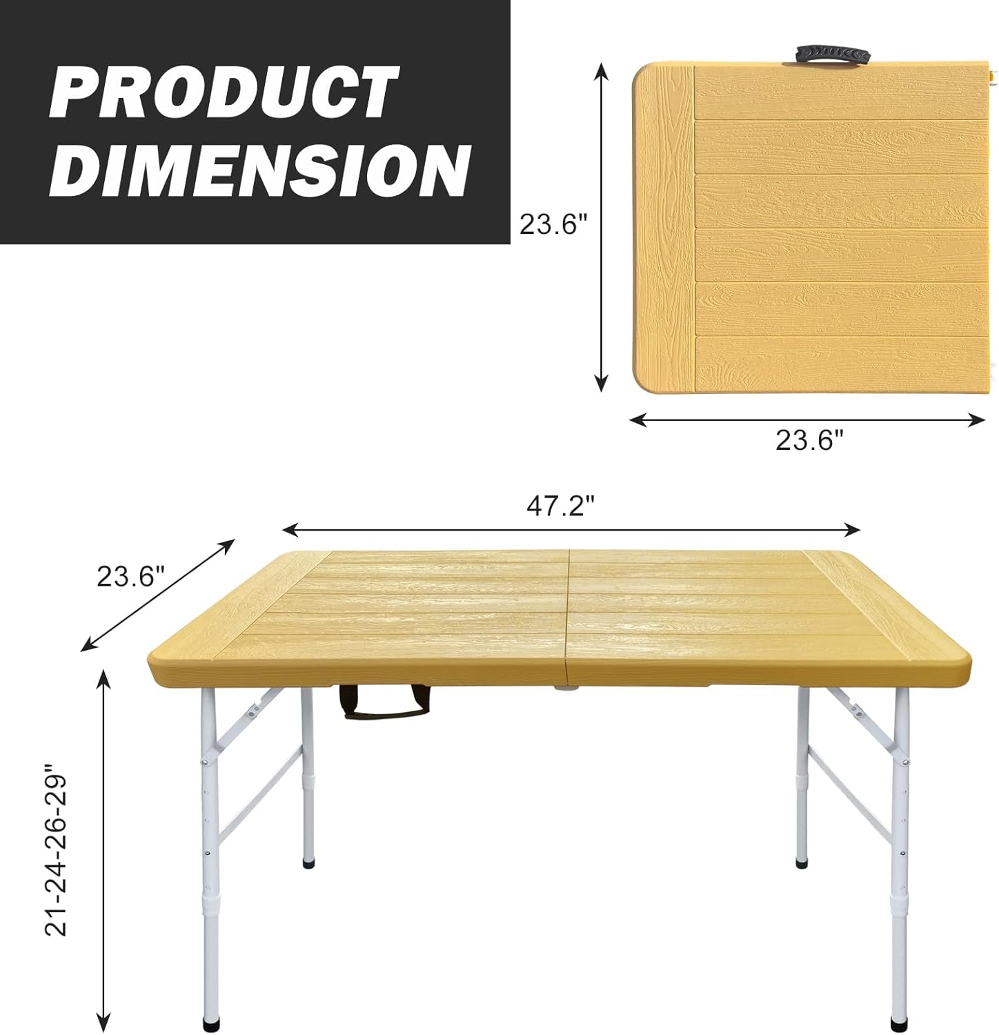Folding Table, 4FT/6 FT Foldable Table with Carrying Handle, Steel Legs Heavy Duty Portable Utility Table for Party, Dining, Wedding, Events, Picnic Indoor, Outdoor, Camping