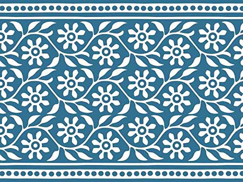 Preisvergleich Produktbild Aqua Flex Weichschaummatte Badvorleger Bodenbelag Weichschaumbelag Antirutschmatte Badezimmermatte Sicherheit Meterware Blau Weiß Blumen Breite 65 cm 6009-2 (65 x 280 cm)