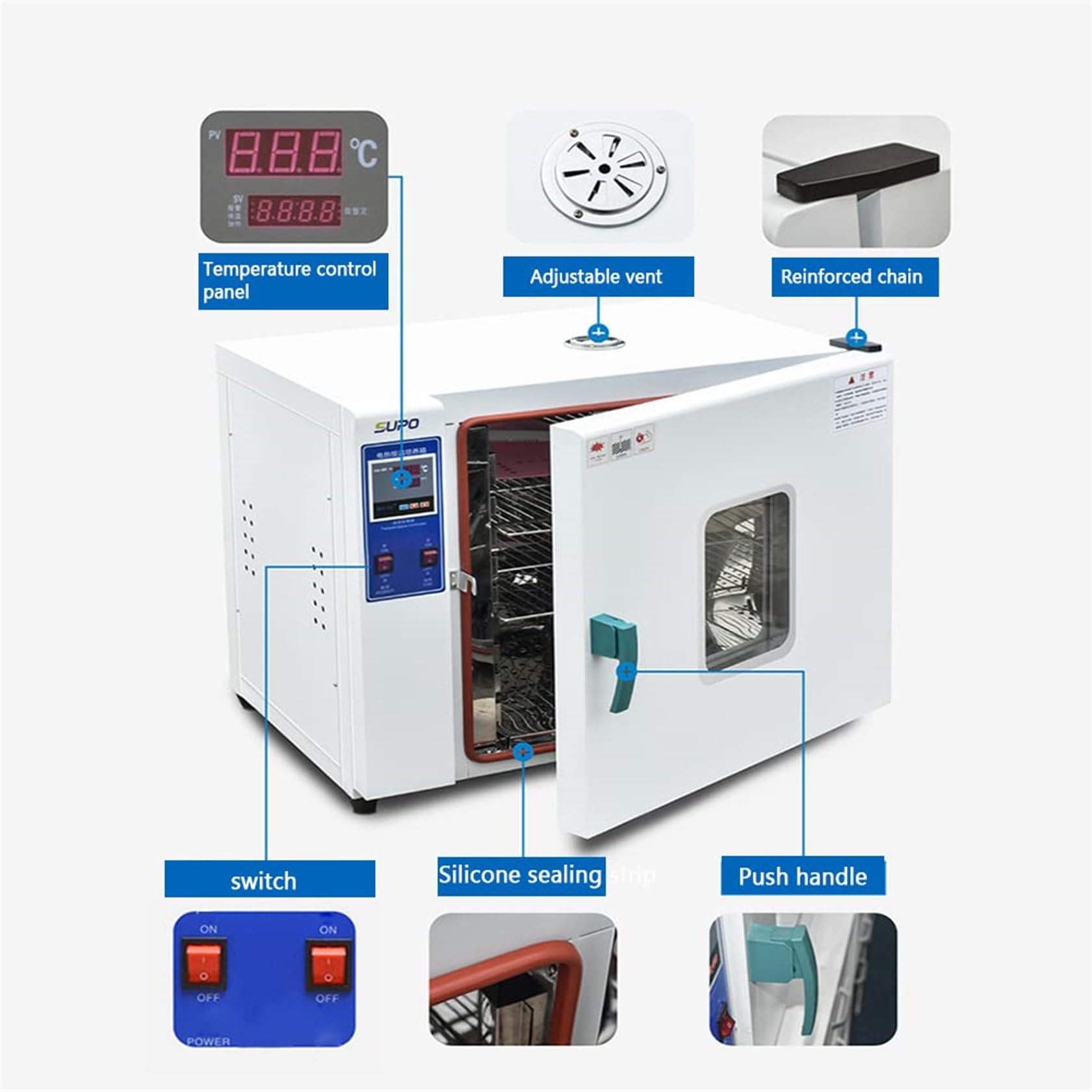 Forno di Essiccazione A Convezione Ad Aria Forzata da Laboratorio, Forno di Essiccazione A Temperatura Costante con Riscaldamento Elettrico, Scatola di Essiccazione Professionale A,16L