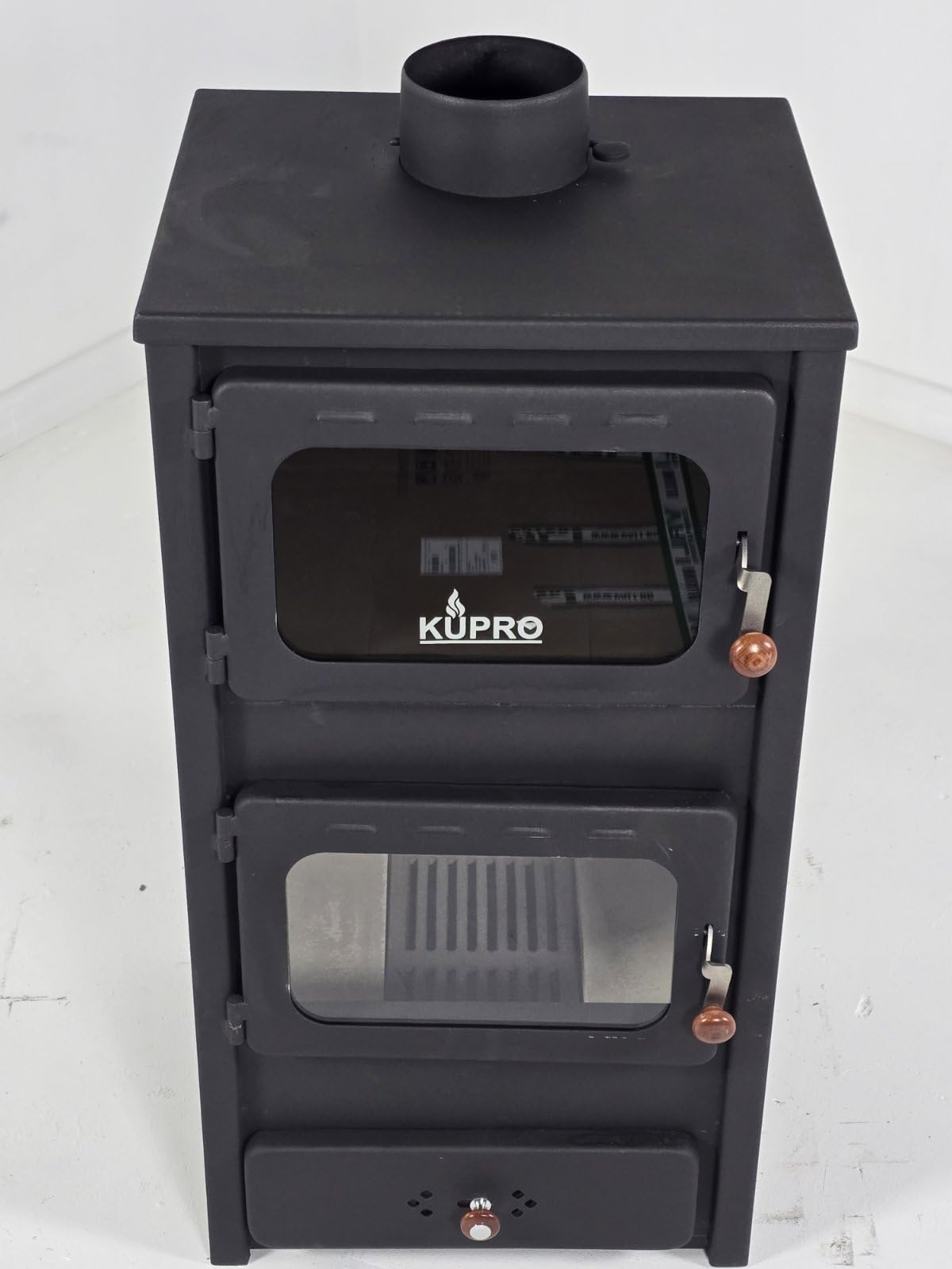 graziosa stufa a legna di lusso, tipo camino, per riscaldamento diretto, con forno, 11 KW