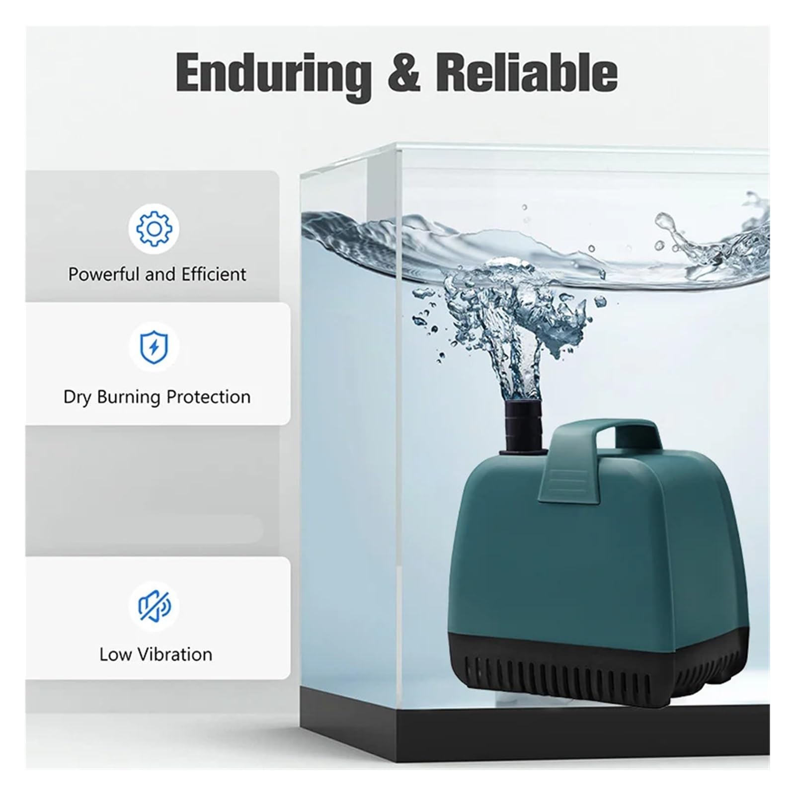 Bomba sumergible pequeña ajustable Bomba sumergible silenciosa de bajo consumo for acuario, filtro agua circulante, bombas multifunción peces.(55W)