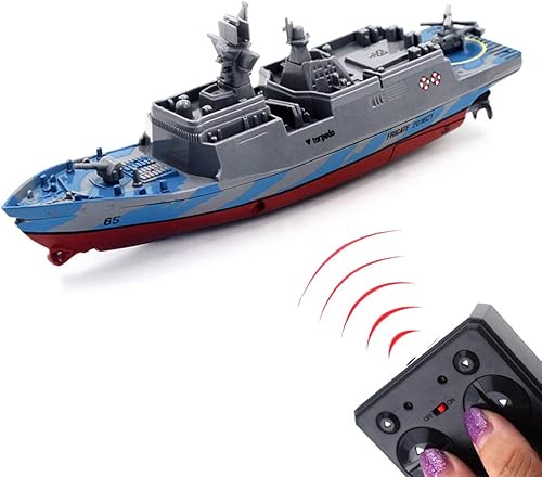 Tipmant Militar RC Naval Modelo de buque de barco de control remoto barco lancha rápida yate agua eléctrica niños juguete (gris)