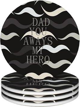 Coasters for Drinks Set of 4 Round Absorbent Ceramic Coaster Non-Slip My Hero Drink Coasters with Holder and Cork Base Reusable Cup Mat Cup Coasters for Kinds of Cup