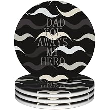 Coasters for Drinks Set of 4 Round Absorbent Ceramic Coaster Non-Slip My Hero Drink Coasters with Holder and Cork Base Reusable Cup Mat Cup Coasters for Kinds of Cup