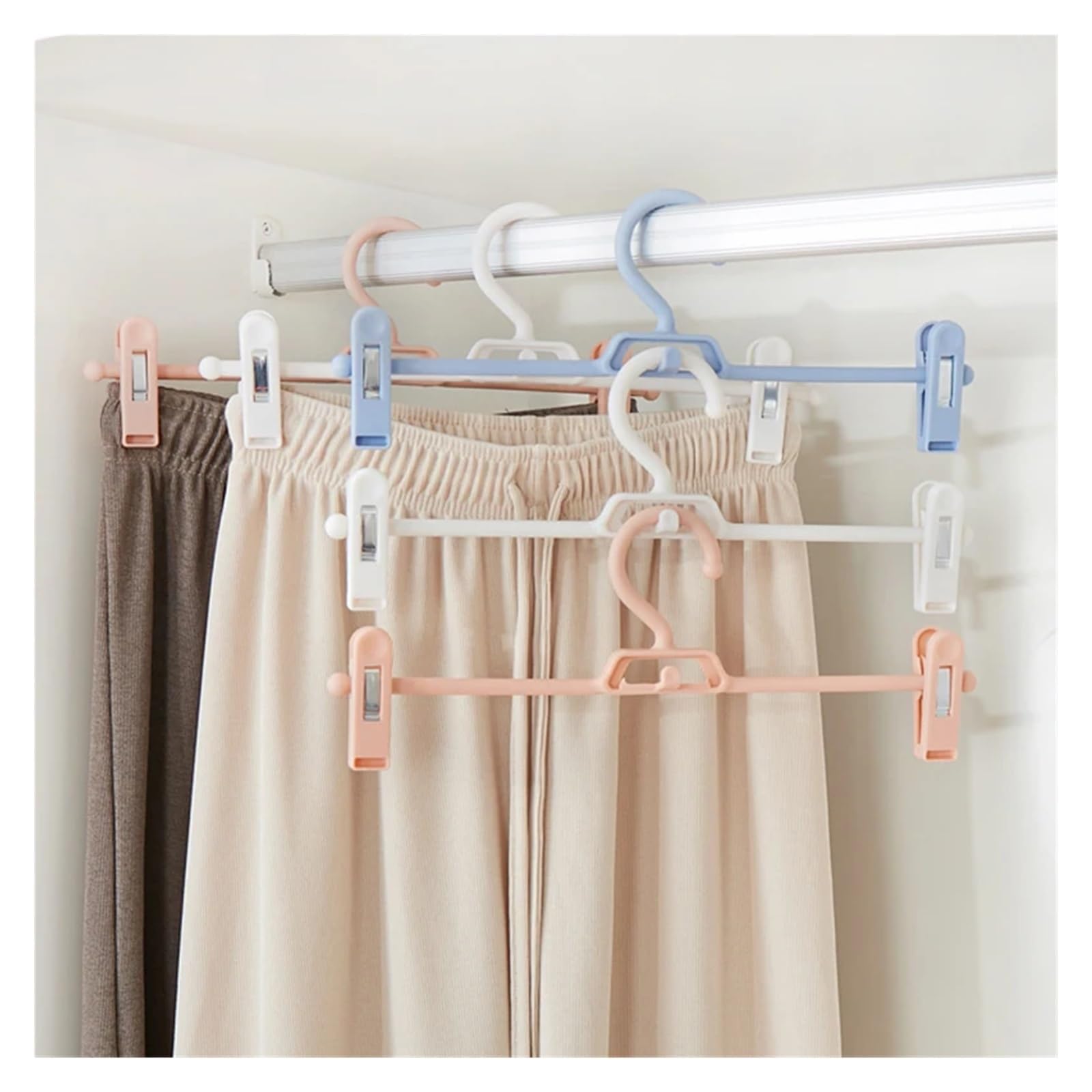 Hosenbügel Kleiderbügel 10 stücke Kleidung Schrank Hose Hosenrock rutschfeste Racks Clip Multifunktions-Kunststoff-Trockenständer Home Storage