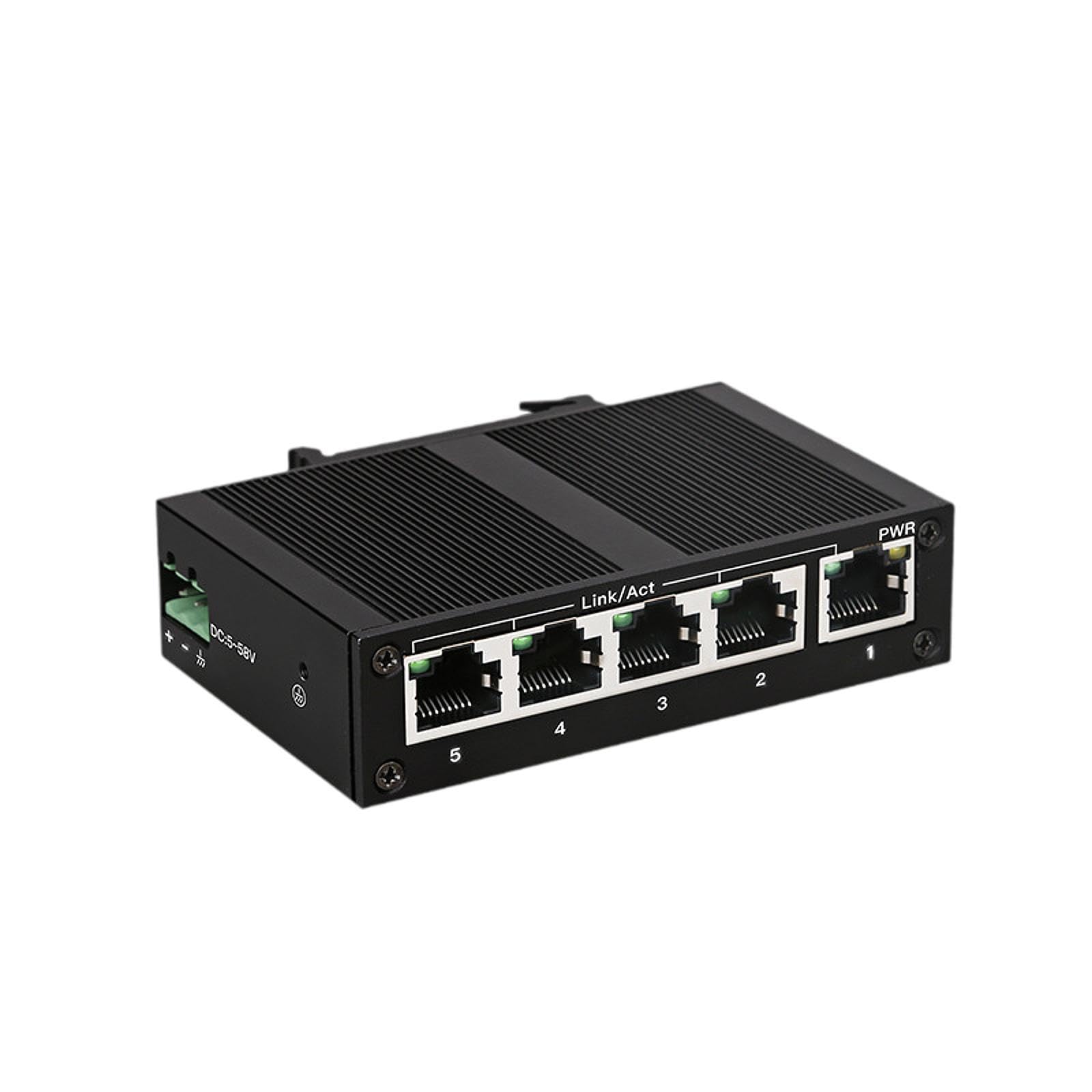 SUWIAKLALL Switch Ethernet Industrial de 5 Portas 10 100Mbps Plug and Play, Hub Ethernet