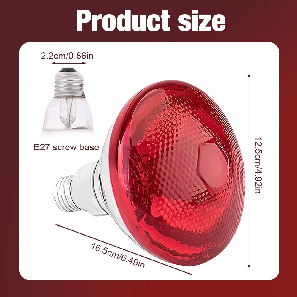 Foreverup Bombilla de calor infrarroja, 250 W, bombilla de calefacción para reptiles, lámparas de calor rojas infrarrojas para cachorros, pollitos, gatos, cerdos, luz de calor roja para reptiles