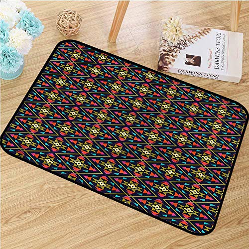 TBRfine Geometric, Door-mat, Vivid Aztec Design, Bathroom Mat for Tub Non Slip, 20"x32"