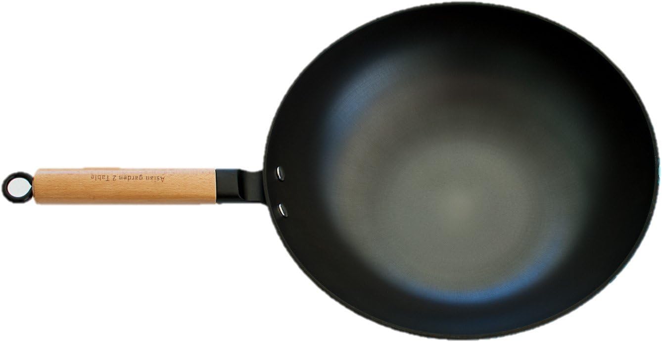AG2T Light weight 13" cast iron flat bottom wok