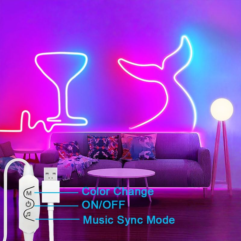 Tira de luces LED neón RGB USB 3 metros miniatura 3