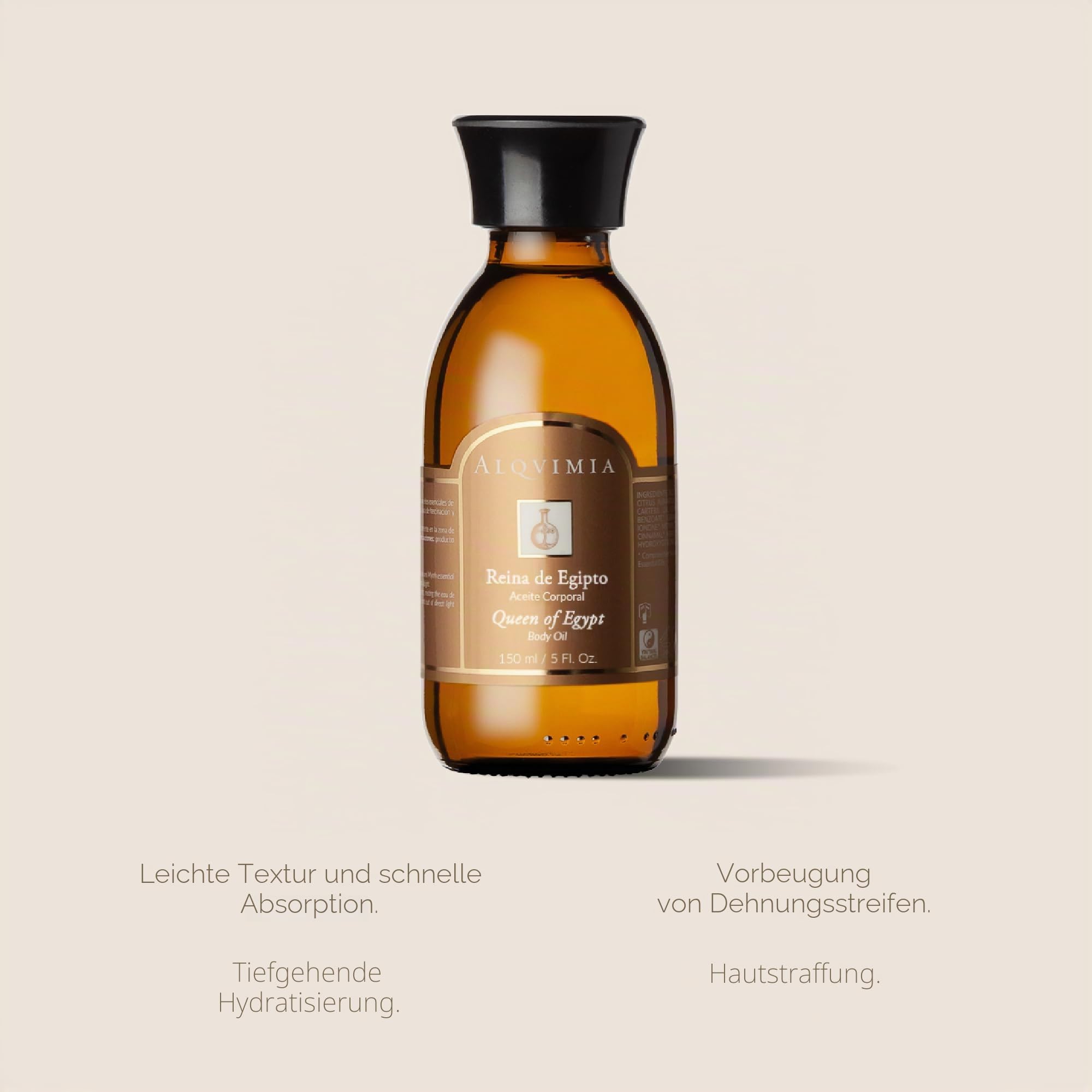 Alqvimia | Körper Öl | Queen of Egypt Body Oil| Hautstraffendes und pflegendes Öl für mehr Beauty und Schönheit | 150 ml