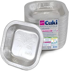 Piatti In Alluminio Cuki - Lotto Da 100 Pezzi | Resistenti, Riciclabili, Forno E Microonde | 18x18cm