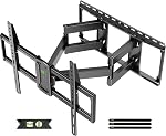 USX MOUNT Support Mural pour Téléviseur pour la plupart des Téléviseurs de 37 à 86 po, Support Mural à Mouvement Complet, Pivotant et Incliné, Support de Téléviseur avec Bras Articulés Doubles, Extension Max VESA 600x400mm, Montants en Bois de 16 po