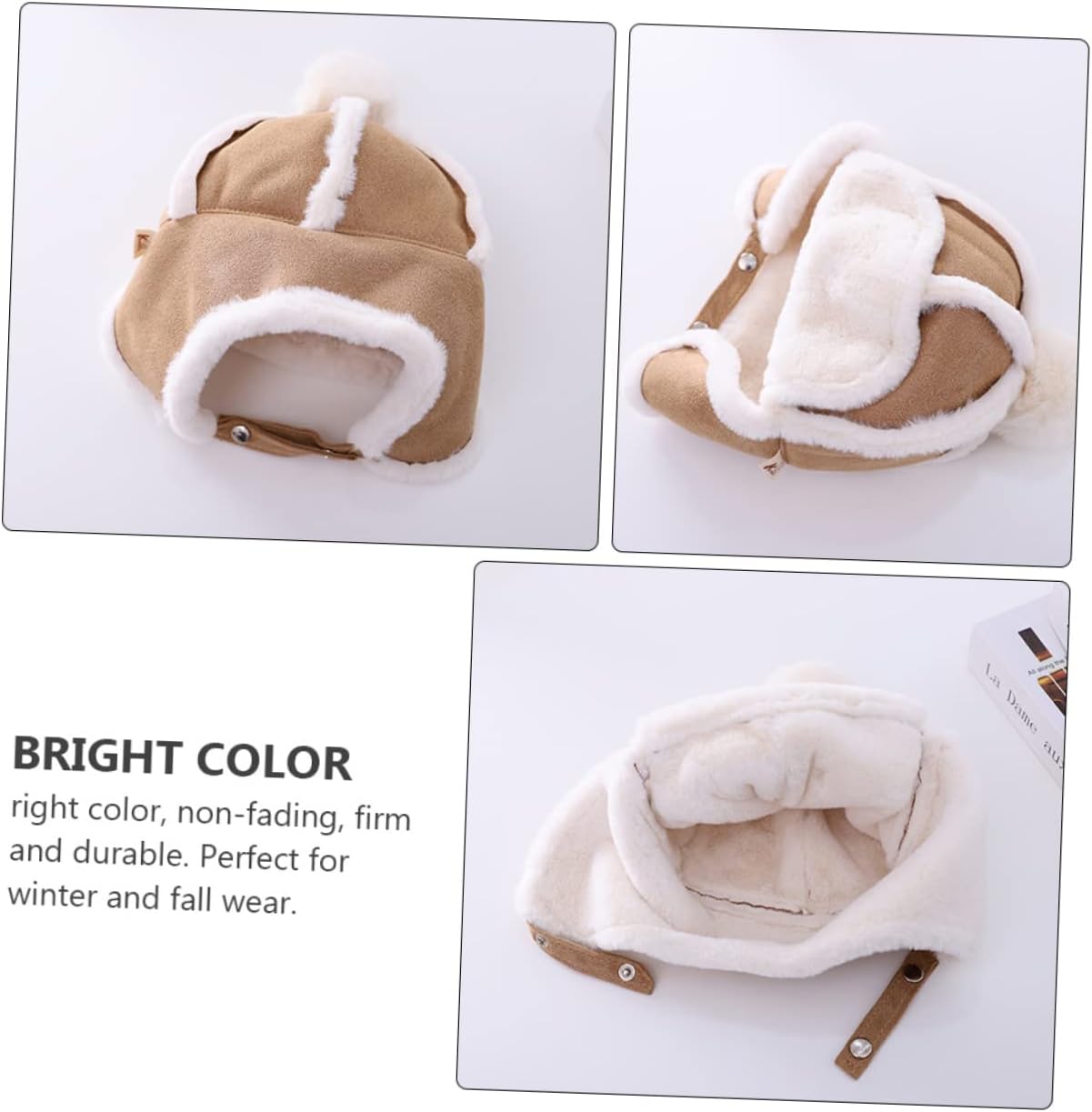 VALICLUD Plush Hat Boy Girl Winter Bonnet for Boys and Girls Windproof Thickened Ear Flap Hat Khaki