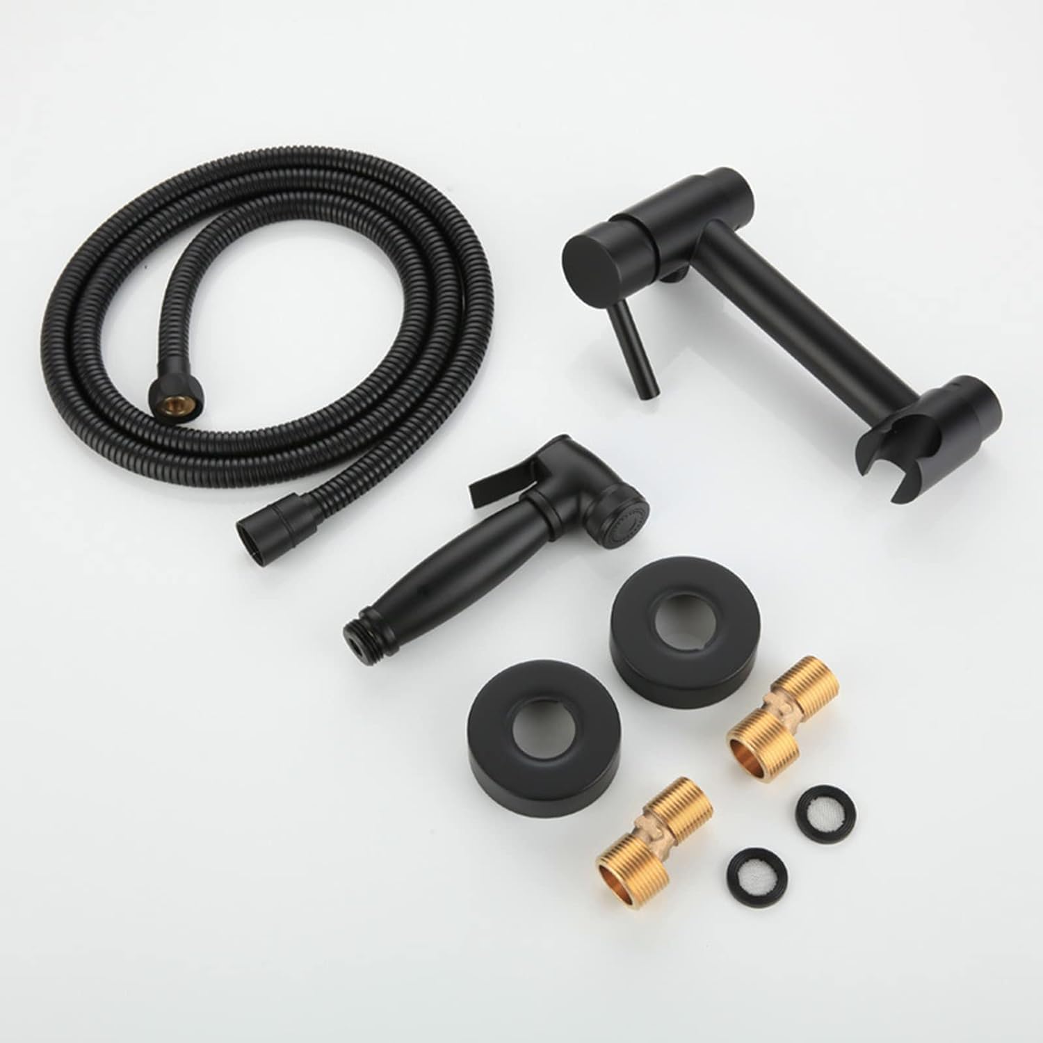 Toilet Black Handheld Bidet Sprayer with 1 5m Stainless Steel Hose Wall Mount Brass Hot and Cold Toilet — view 5