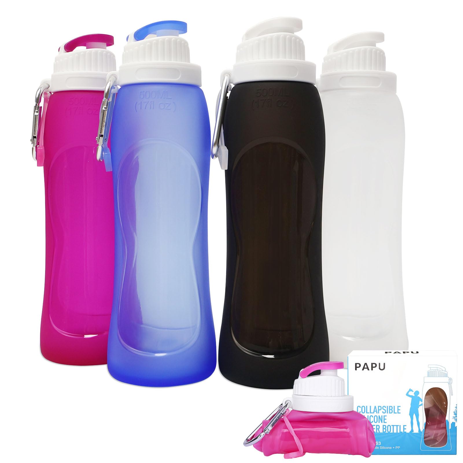 Papu Red Leak-Proof Ultra-Light Foldable Sports Bottle,Collapsible Water Bottle For Travel Sports Cycling Outdoor Silicone Water Bottle Bpa-Free Collapsable Water Bottle 500Ml(Red)