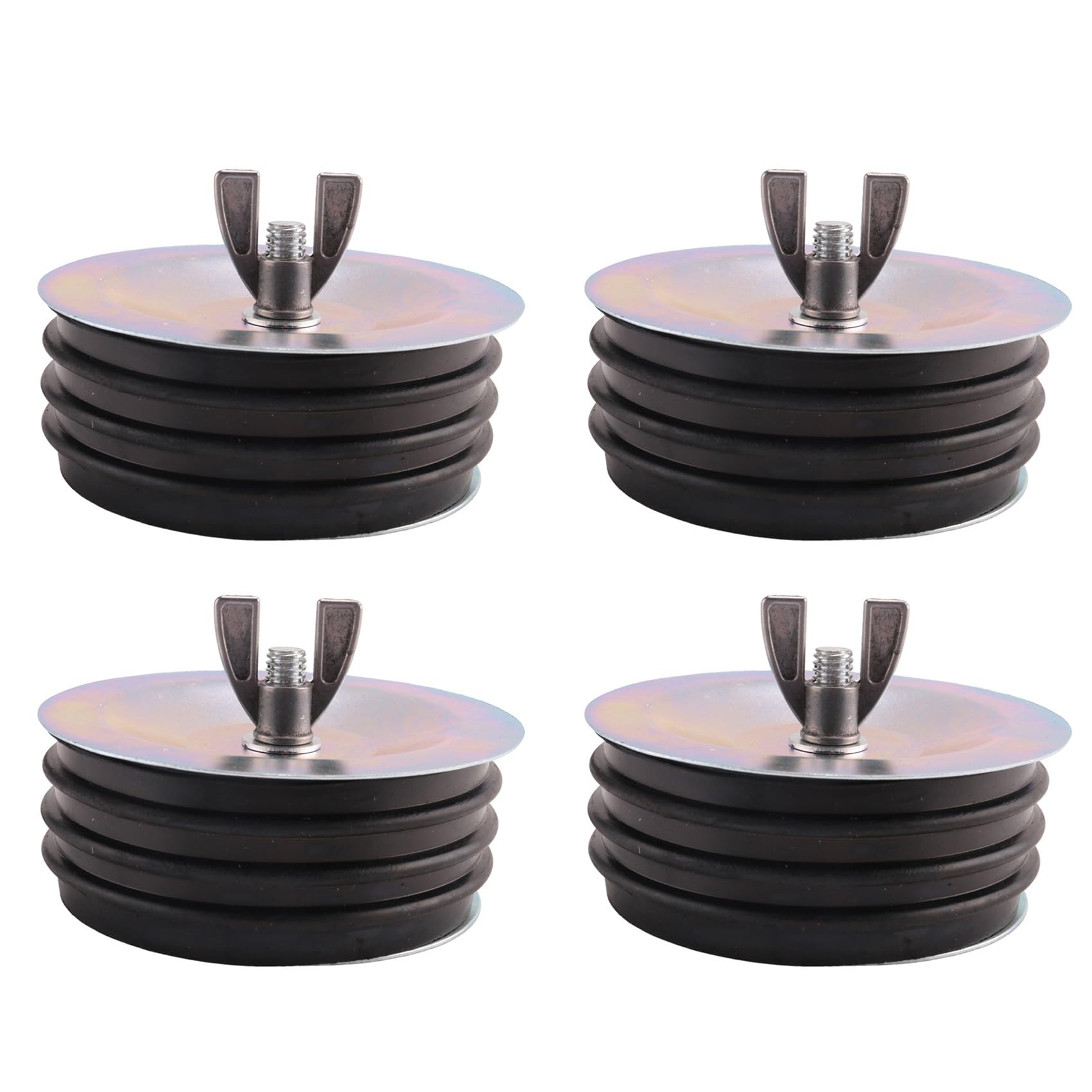Jnchdghwa 4pcs 4In Steel Mechanical Test Plug,Sturdy Sewer Cleanout Cap with Galvanized and Wing Nut for Most Pipe Sink Pool