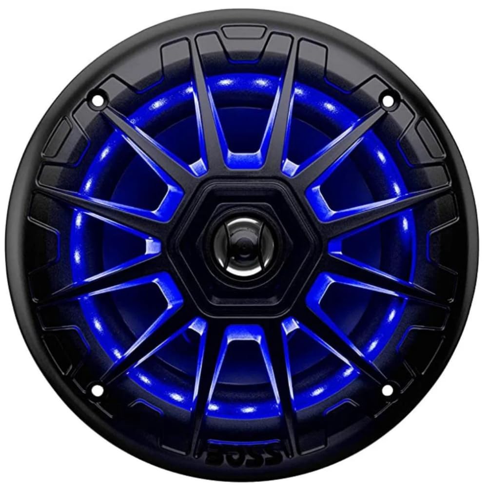 Kit Set para Boss Audio Systems MRGB65B, 2 Altavoces Marinos de 2 vías de 6,5" 16,5 cm x 165 mm, 100 vatios rms, 200 vatios máx, 4 ohmios, Resistentes al Agua, con LED RGB, por Pares + Accesorios