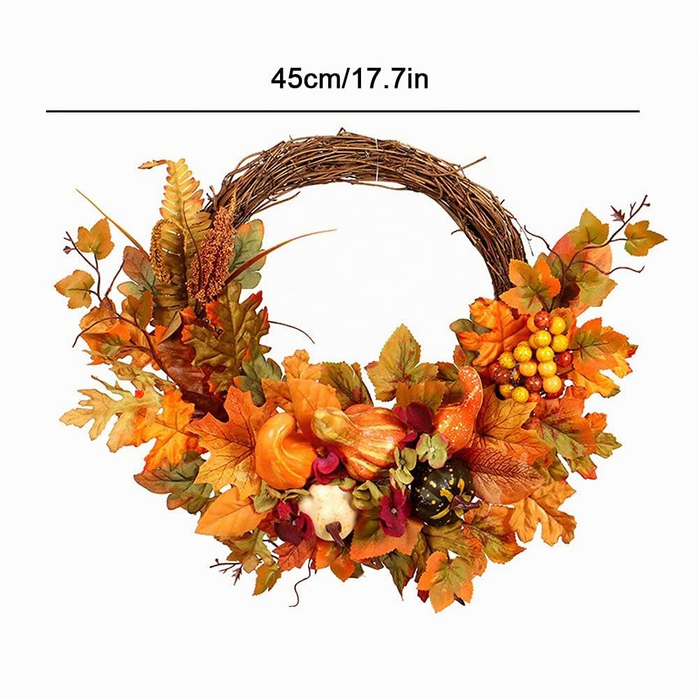 Couronne de Feuille d'érable de Thanksgiving, Couronne d'halloween Artificielle, Couronne de Feuille d'érable d'halloween Automne Simulation Couronne de Porte Suspendue